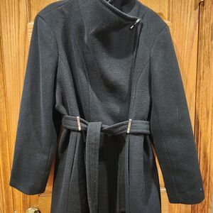 Calvin Klein Womens Black Wool Coat